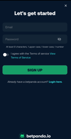 BetPanda signup process